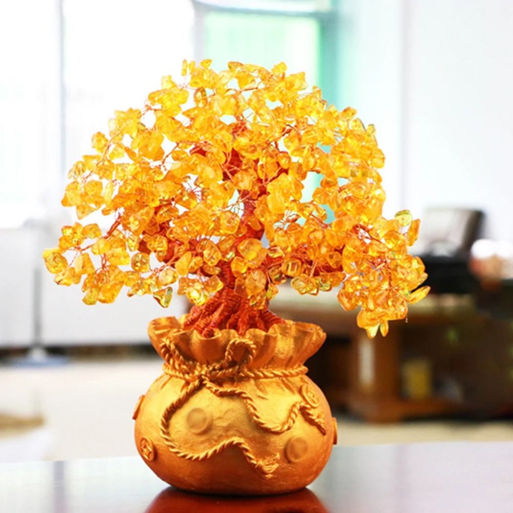 Natural Crystal Fortune Money Bag Tree Ornament 4