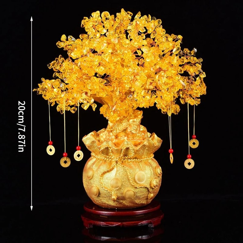 Natural Crystal Fortune Money Bag Tree Ornament 6