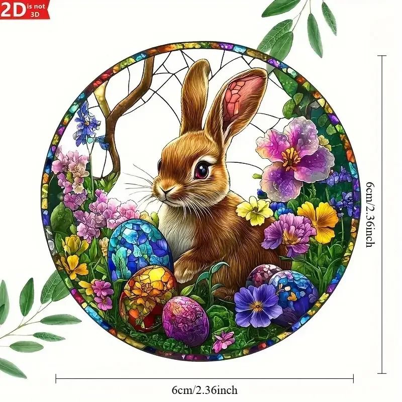 Whimsical 2D Acrylic Easter Bunny Window Hanging 1