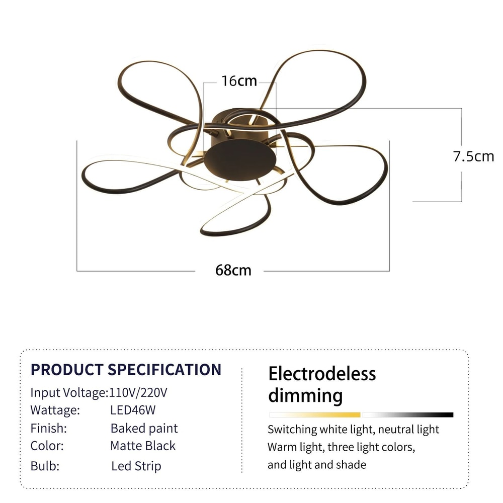 Modern Geometric LED Ring Chandelier Lighting Fixture 6