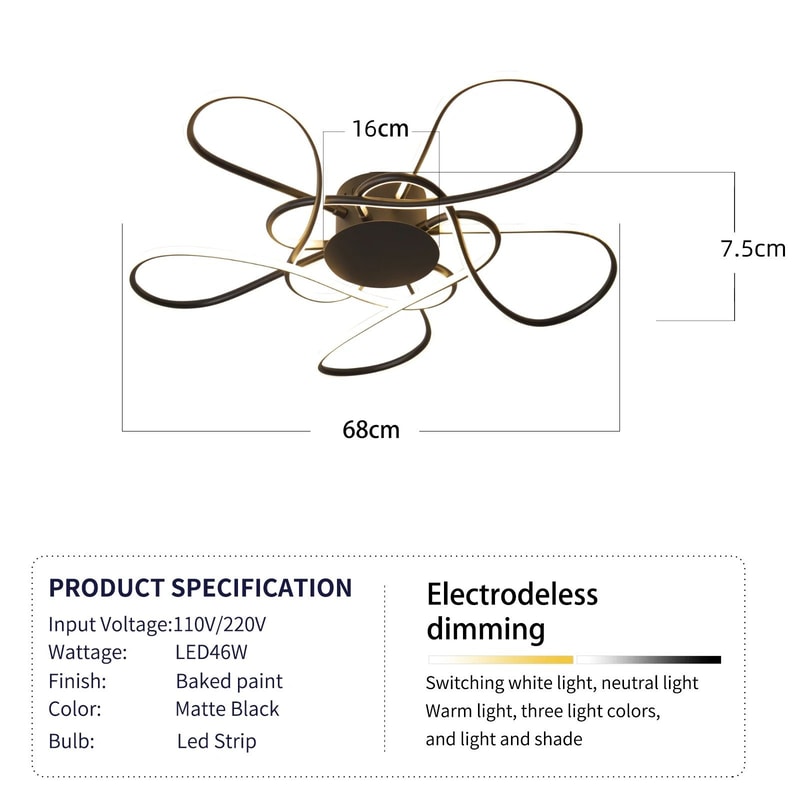 Modern Geometric LED Ring Chandelier Lighting Fixture 6