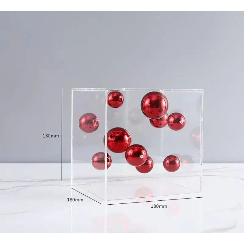Modern Geometric Clear Acrylic Cube Sphere Display Sculpture 8