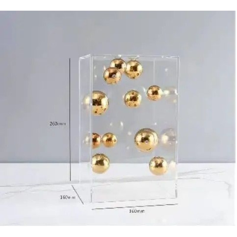 Modern Geometric Clear Acrylic Cube Sphere Display Sculpture 10