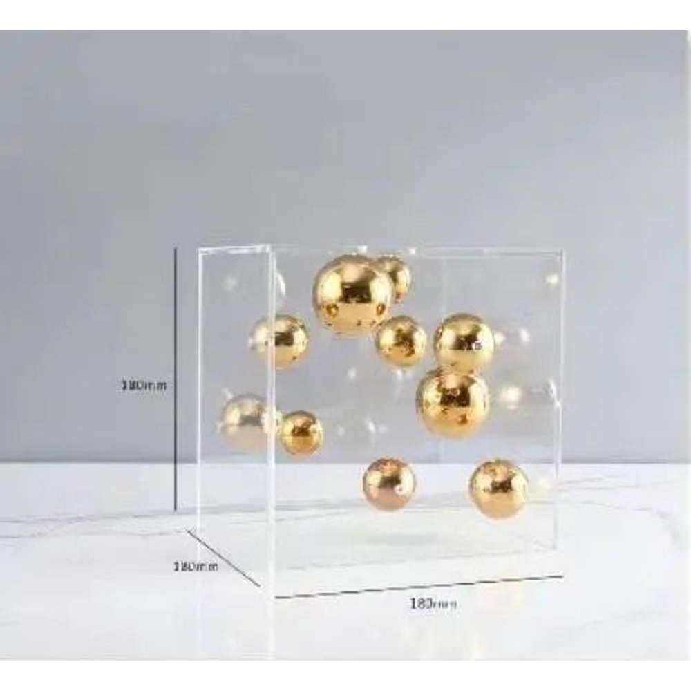 Modern Geometric Clear Acrylic Cube Sphere Display Sculpture 11
