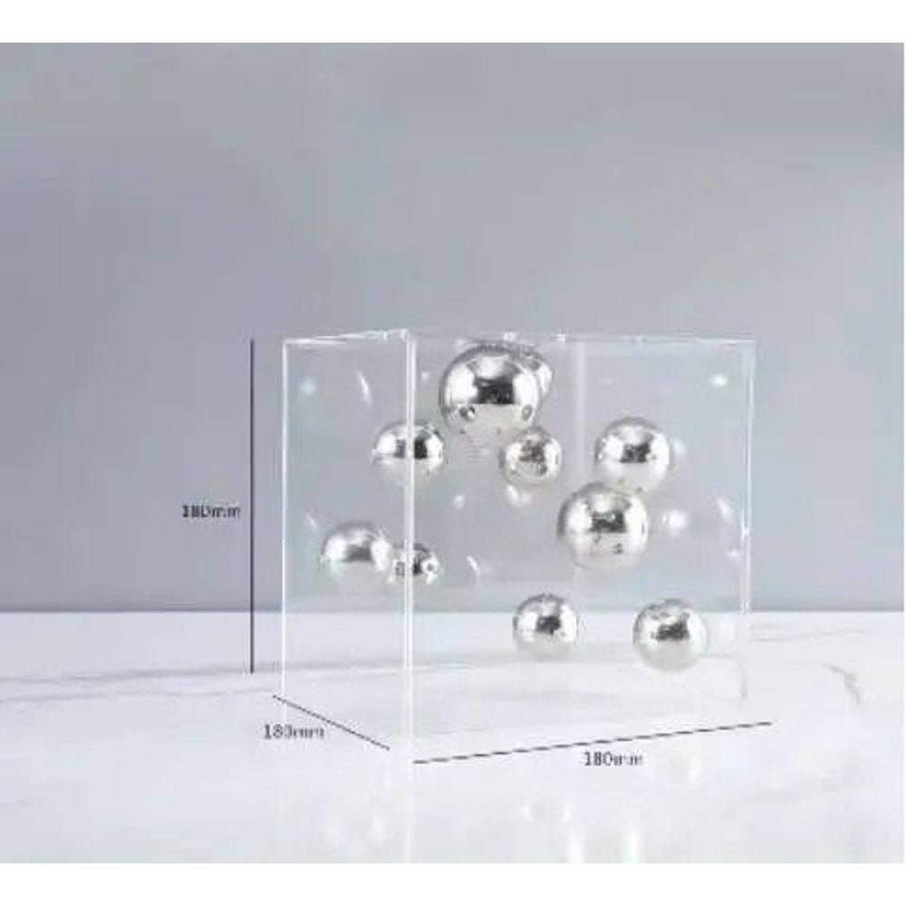 Modern Geometric Clear Acrylic Cube Sphere Display Sculpture 13