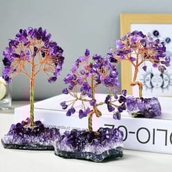 natural amethyst crystal healing stone tree