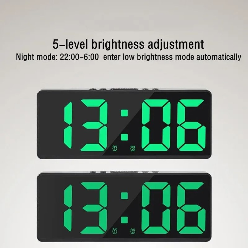 Smart Voice Controlled Mirror LED Digital Alarm Clock 4