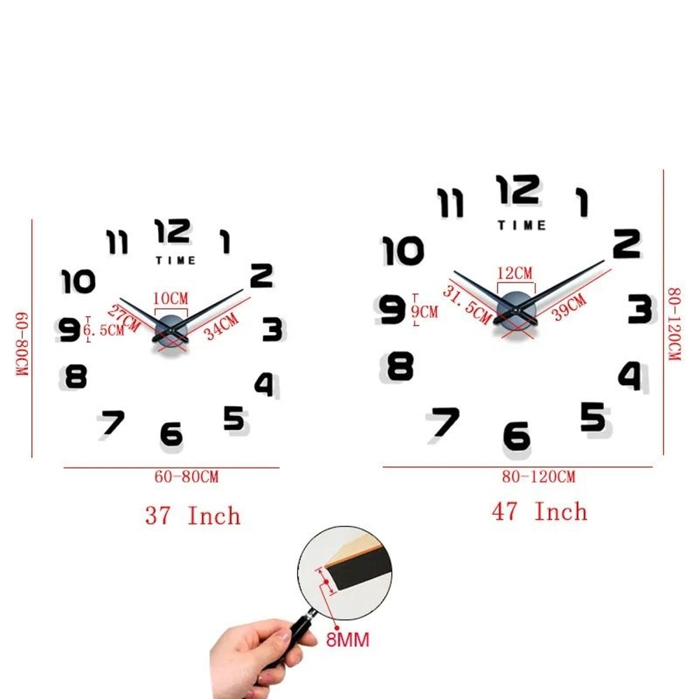 Contemporary 3D Oversized DIY Mirror Wall Clock 5