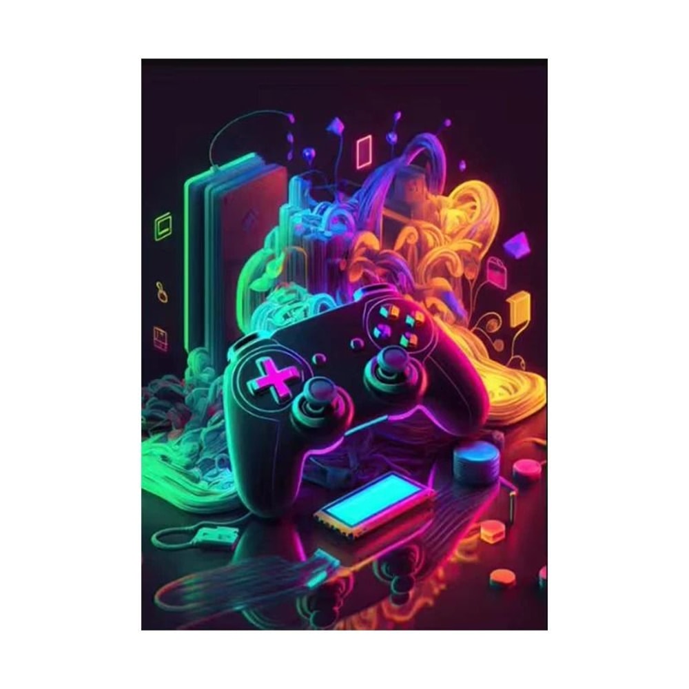 Cybernetic Gaming Room High Definition Canvas Art Trio 7