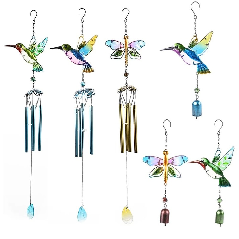 Artisanal Architectural Hummingbird And Dragonfly Wind Chime 0