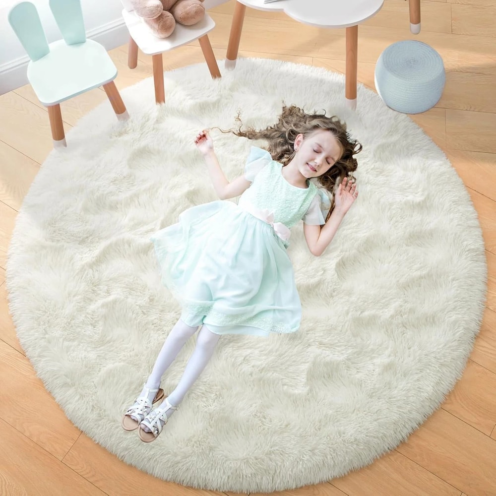 UltraSoft Shaggy Round Plush Onyx Rug 11