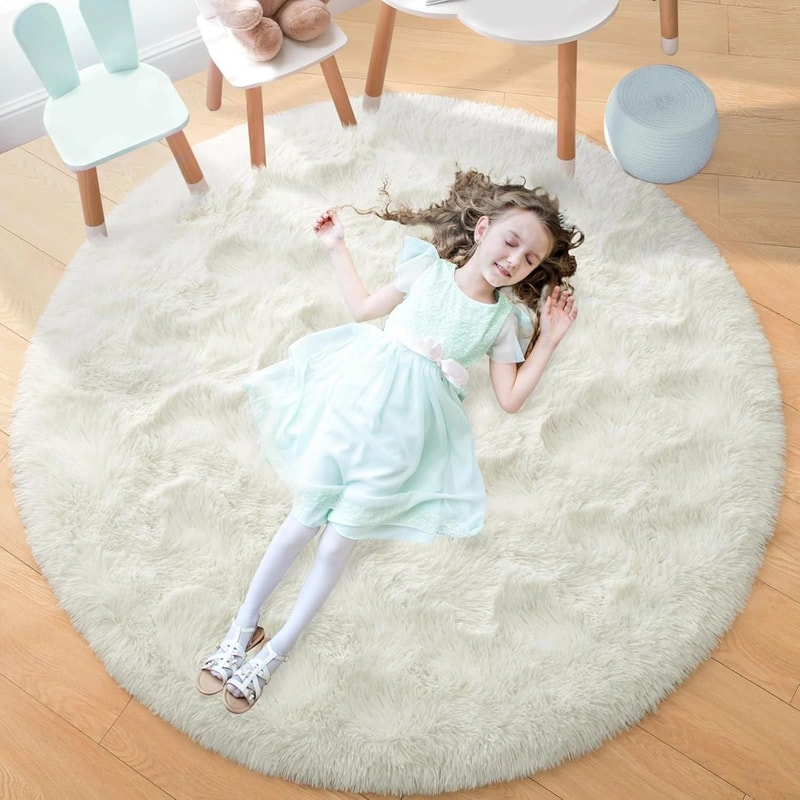 UltraSoft Shaggy Round Plush Onyx Rug 11