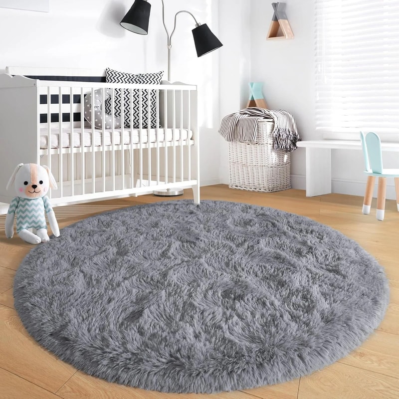 UltraSoft Shaggy Round Plush Onyx Rug 2