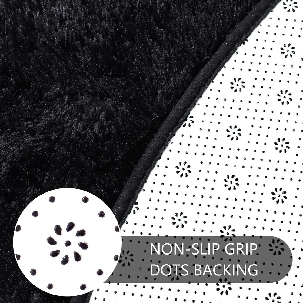 UltraSoft Shaggy Round Plush Onyx Rug 4