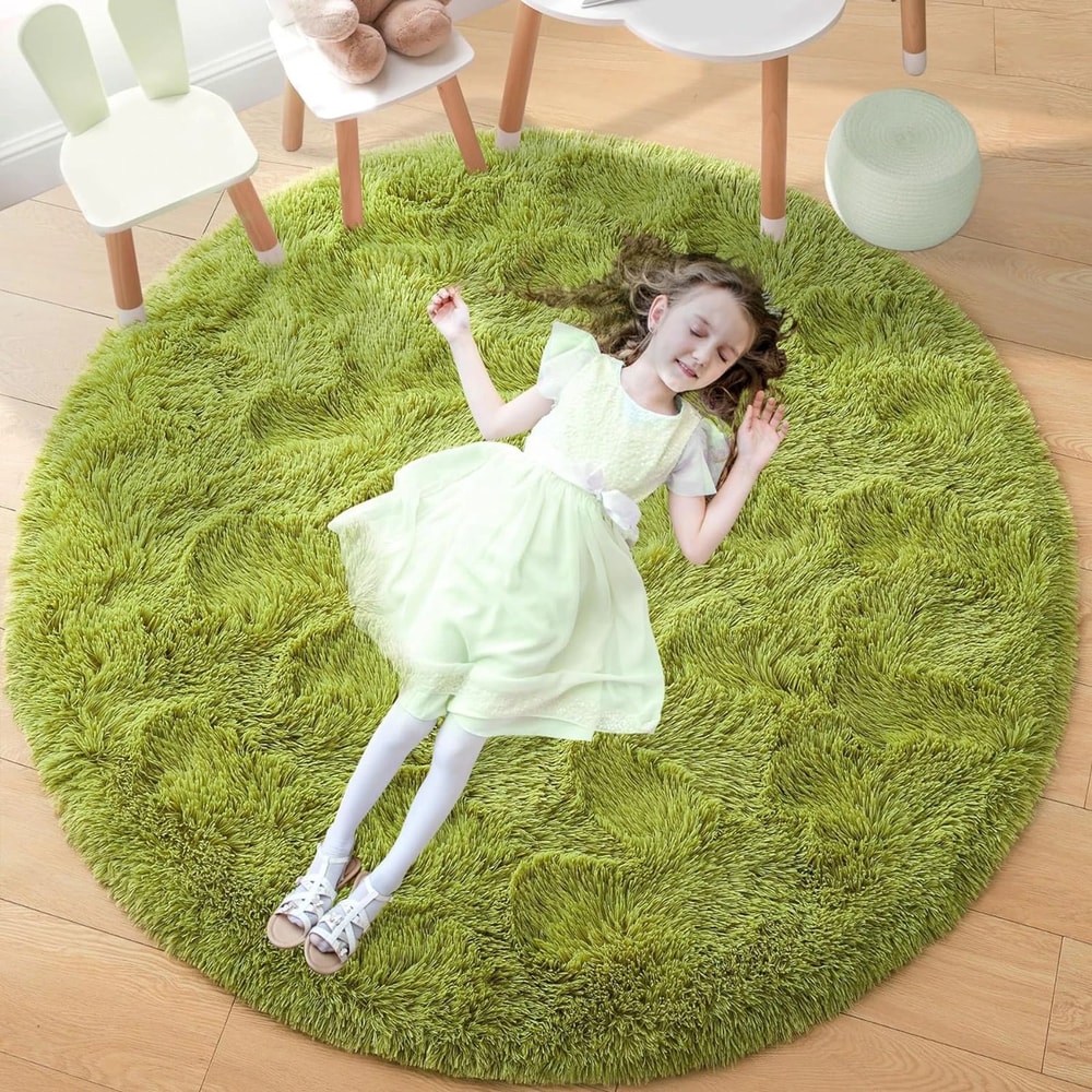 UltraSoft Shaggy Round Plush Onyx Rug 5