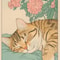 Japanese Retro Aesthetic Tabby Cat Bathroom Canvas Art 11