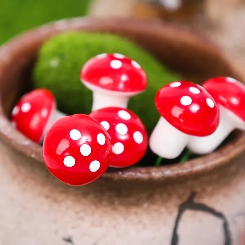 Miniature Red Foam Mushroom Garden Decor 1