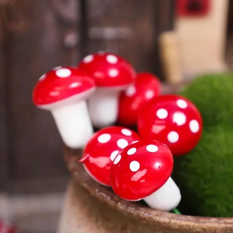 Miniature Red Foam Mushroom Garden Decor 3