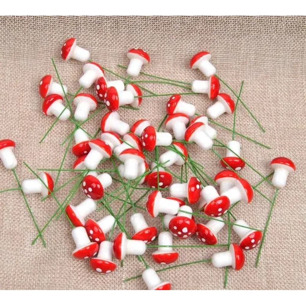 Miniature Red Foam Mushroom Garden Decor 5
