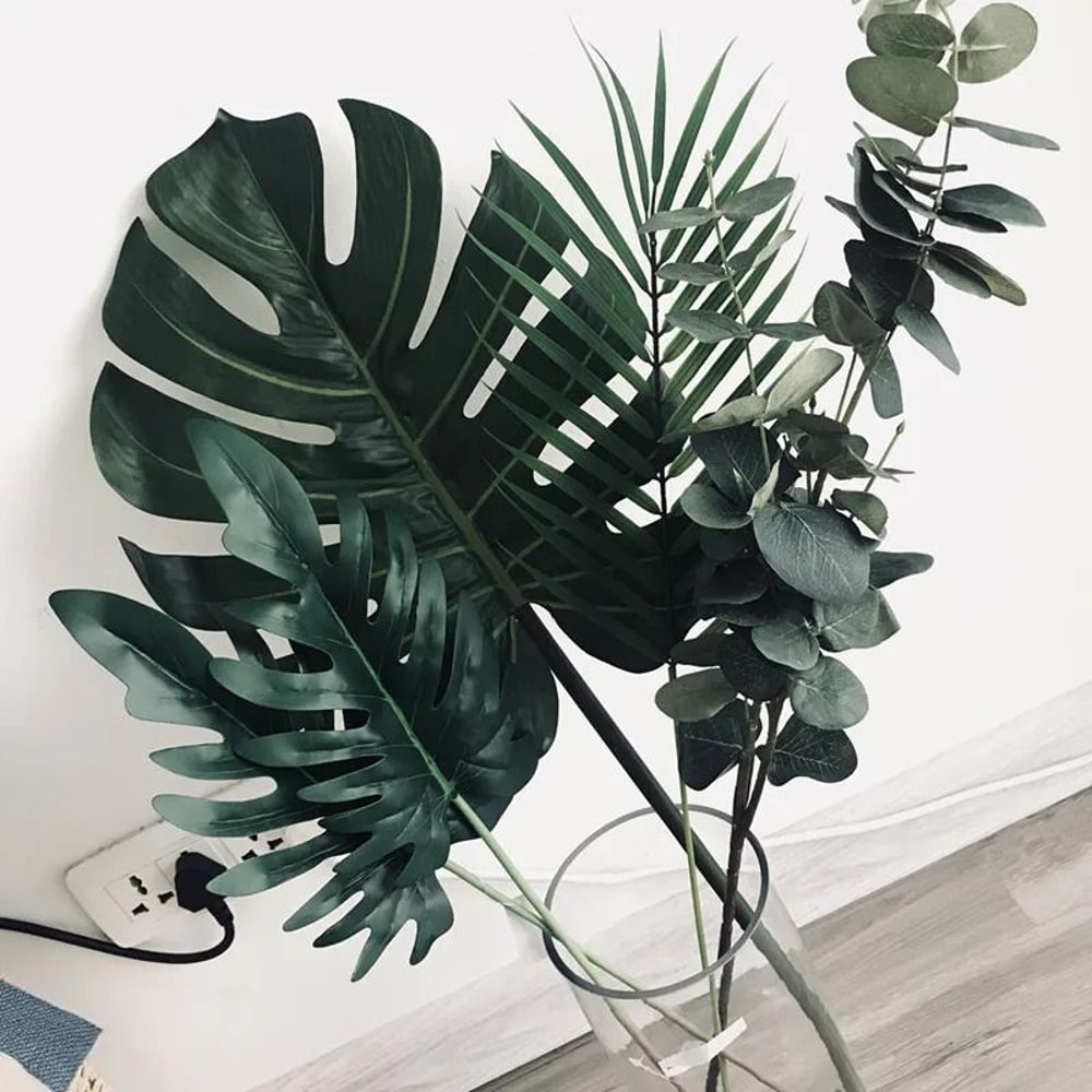 Artificial Gold And Green Tropical Palm Leaves 1