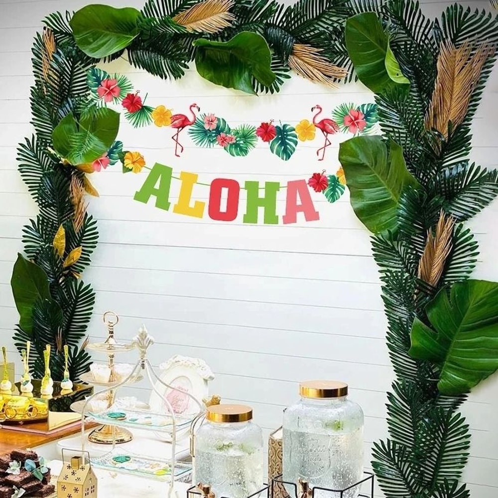Artificial Gold And Green Tropical Palm Leaves 4