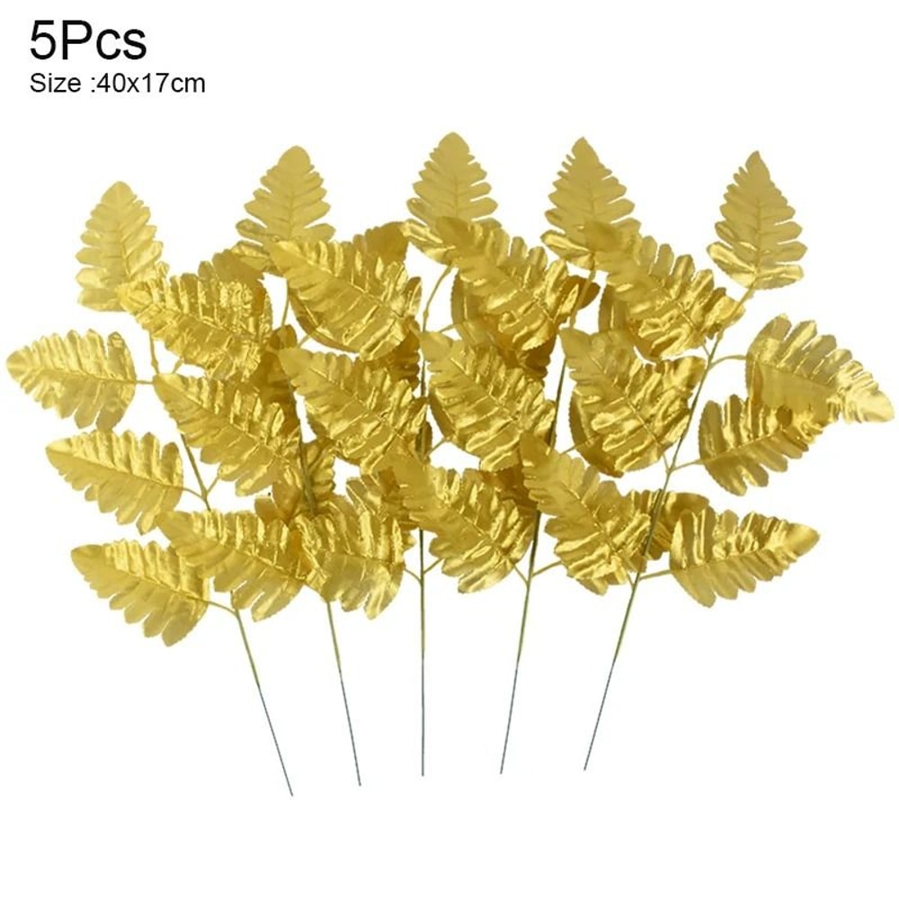 Artificial Gold And Green Tropical Palm Leaves 18
