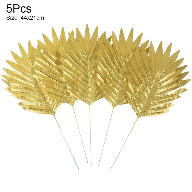 Artificial Gold And Green Tropical Palm Leaves 19