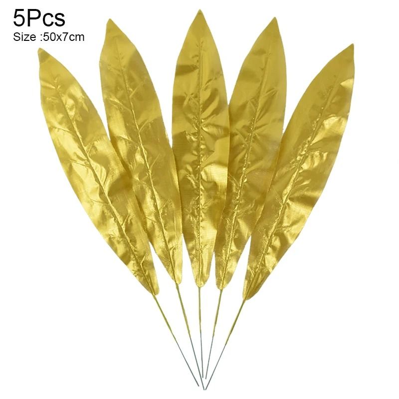 Artificial Gold And Green Tropical Palm Leaves 21