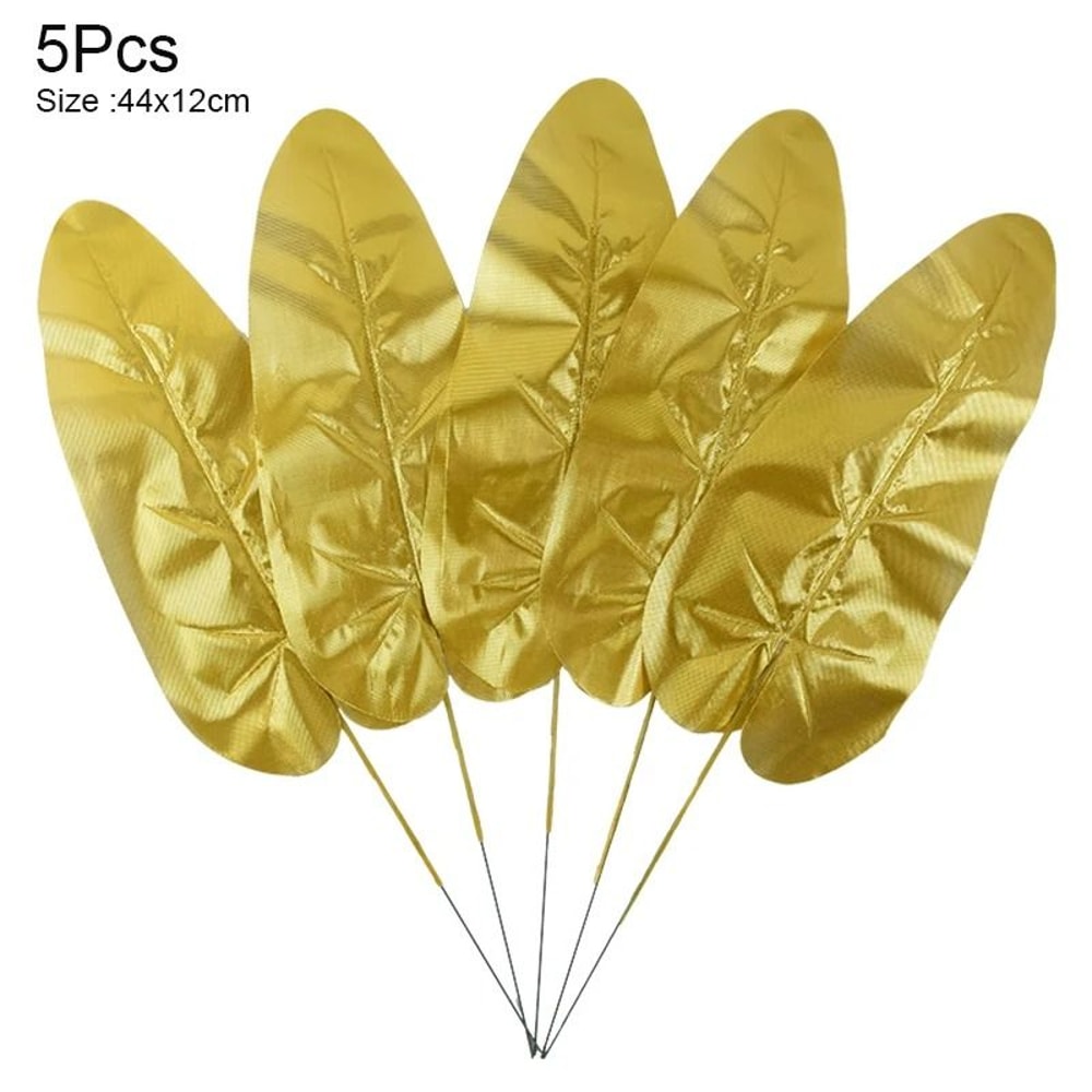 Artificial Gold And Green Tropical Palm Leaves 22