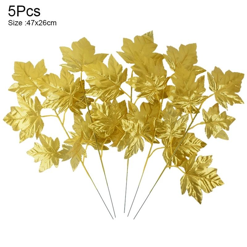 Artificial Gold And Green Tropical Palm Leaves 24