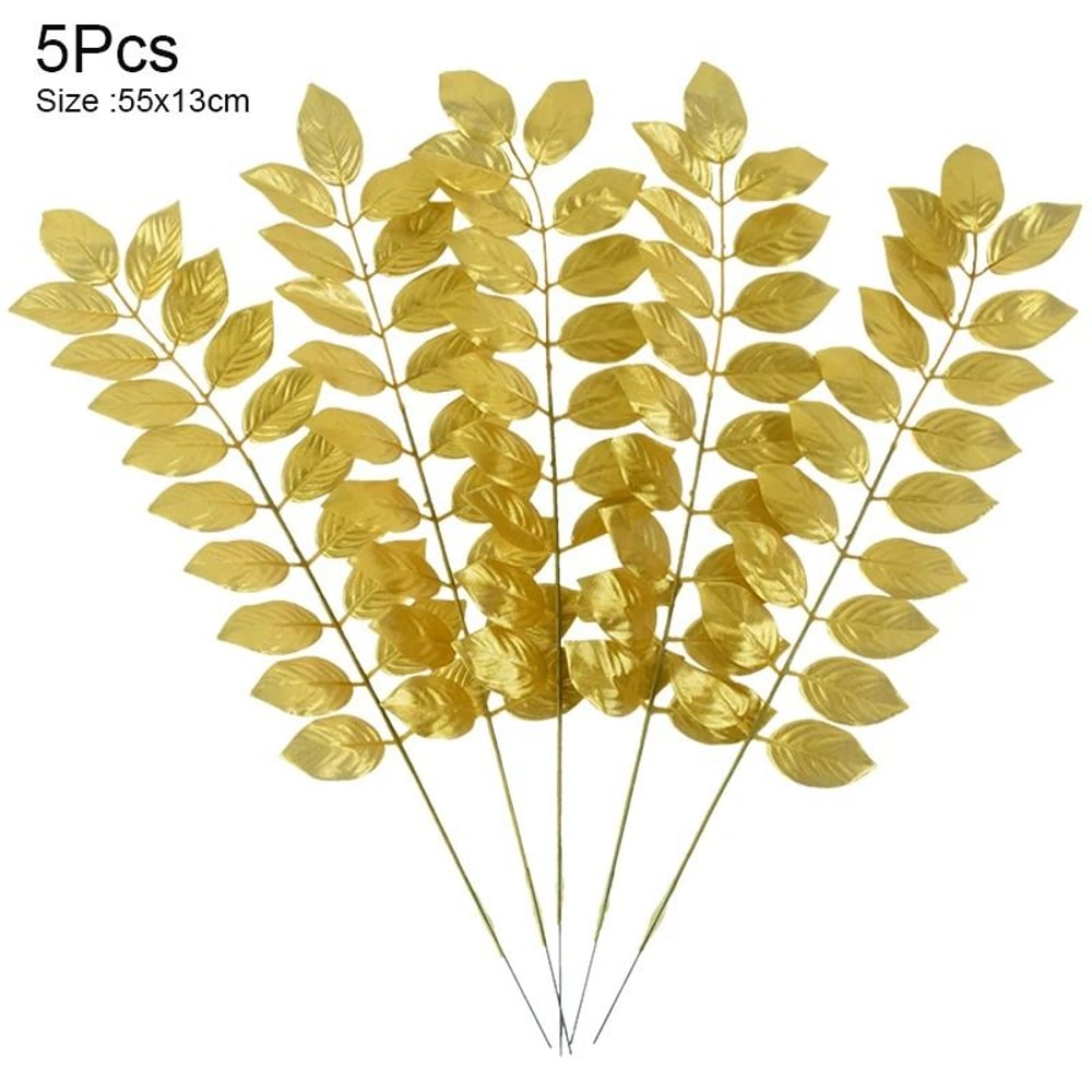 Artificial Gold And Green Tropical Palm Leaves 25
