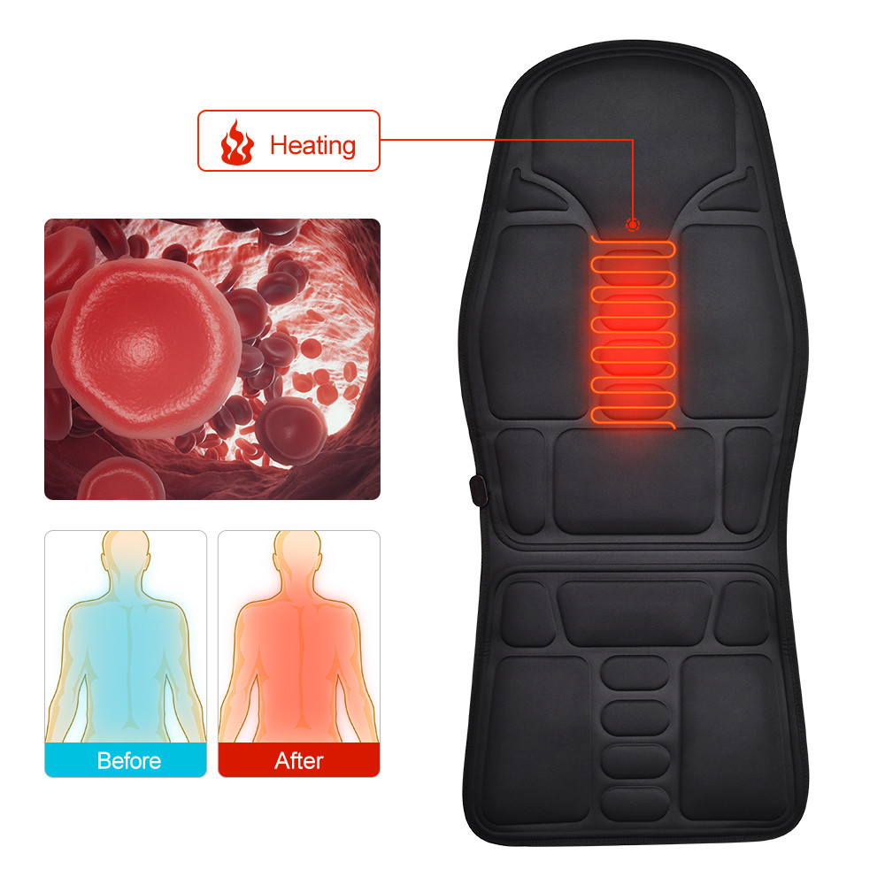 Heating Vibrating Massager Chair Pad Electric Cervical Neck  Back Body Cushion for Car  Home Use
