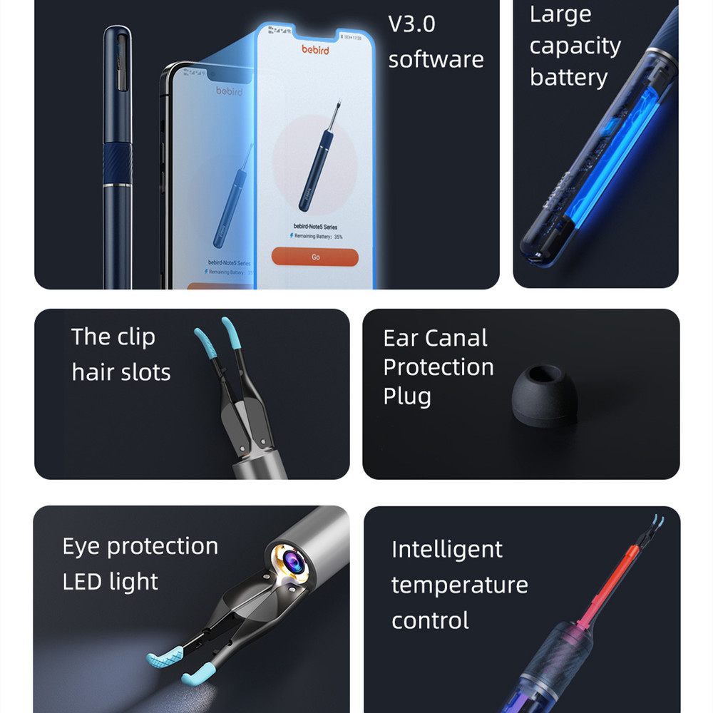 Smart Otoscope Ear Cleaner, Visual Endoscope Tweezers with Mini Camera for Precision Ear Health Care