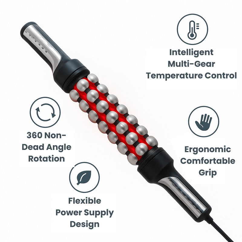 360 Rotating Massage Device Relaxed Red Light Heated Roller For Muscle Relaxation  AntiCellulite 1