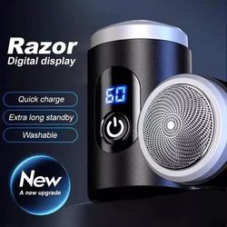 men's electric shaver, compact waterproof razor with usb-c fast charging & led display