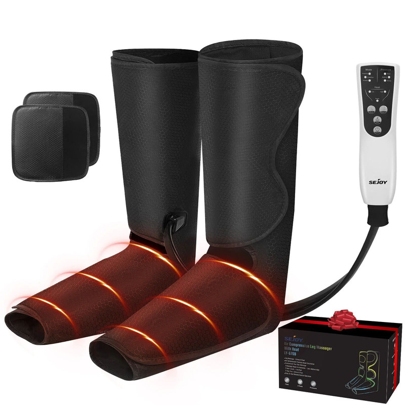 Air Compression Leg Massager With Heat Foot  Calf Circulation Massage Ideal Christmas Gift 0