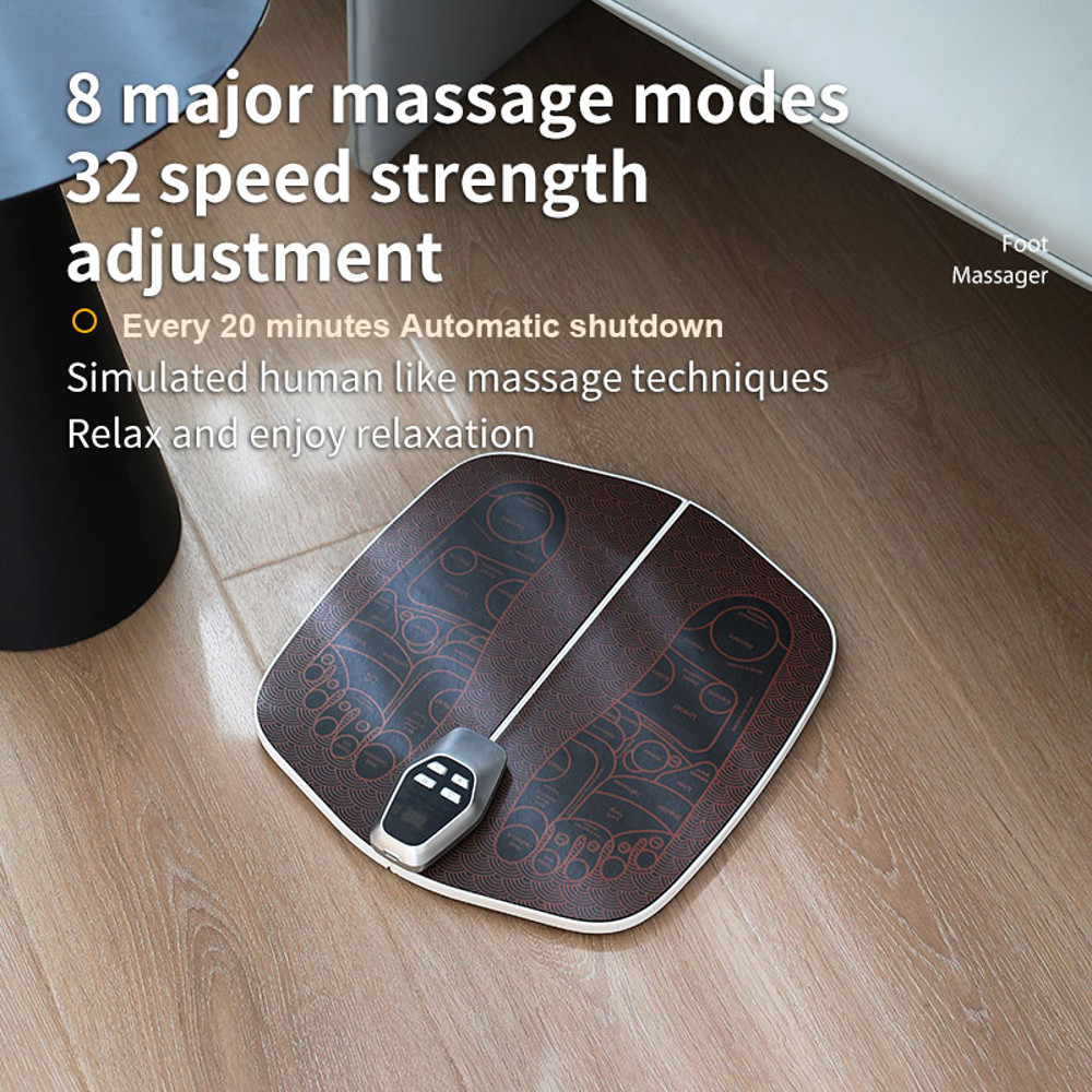 EMS Foot Massager Pad with USB Recharge, Control Muscle Stimulation, Acupoints Massage for Improves Blood Circulation