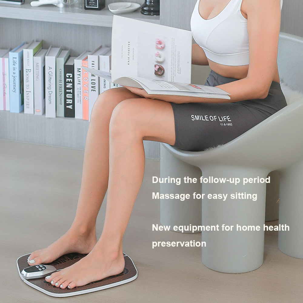 EMS Foot Massager Pad with USB Recharge, Control Muscle Stimulation, Acupoints Massage for Improves Blood Circulation