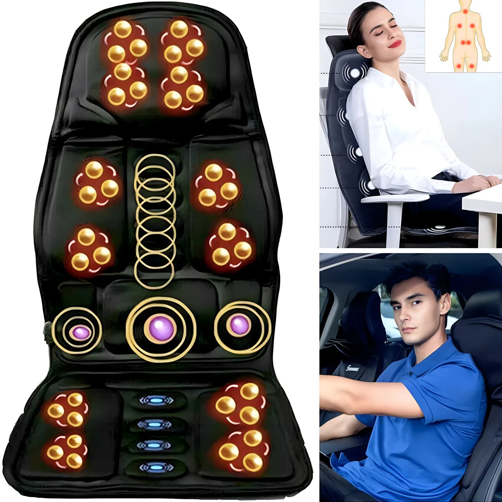 Electric Portable Heating Vibrating Back Massager Cushion For Car Home Office Lumbar Neck Pain Re 0