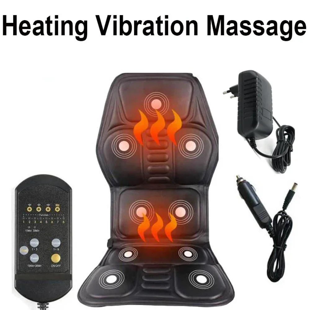 Electric Portable Heating Vibrating Back Massager Cushion For Car Home Office Lumbar Neck Pain Re 1
