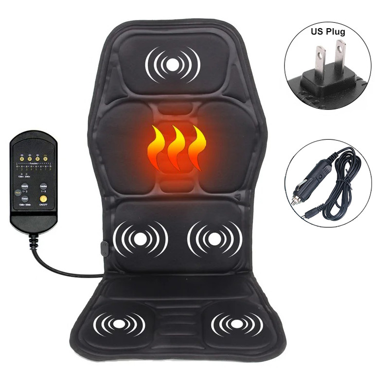 Electric Portable Heating Vibrating Back Massager Cushion For Car Home Office Lumbar Neck Pain Re 6
