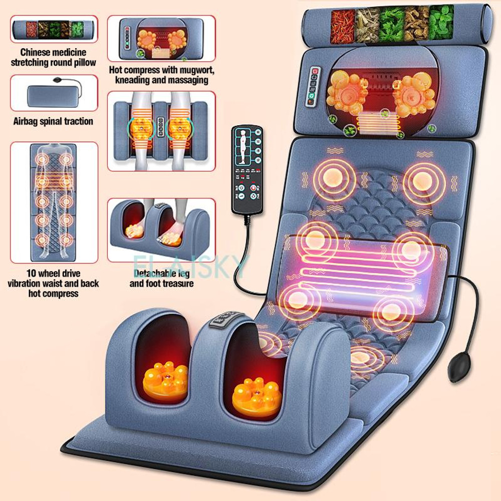Electric Massage Mattress Vibrating Heating Infrared Massager Cushion For Neck Back Foot Full Body 6