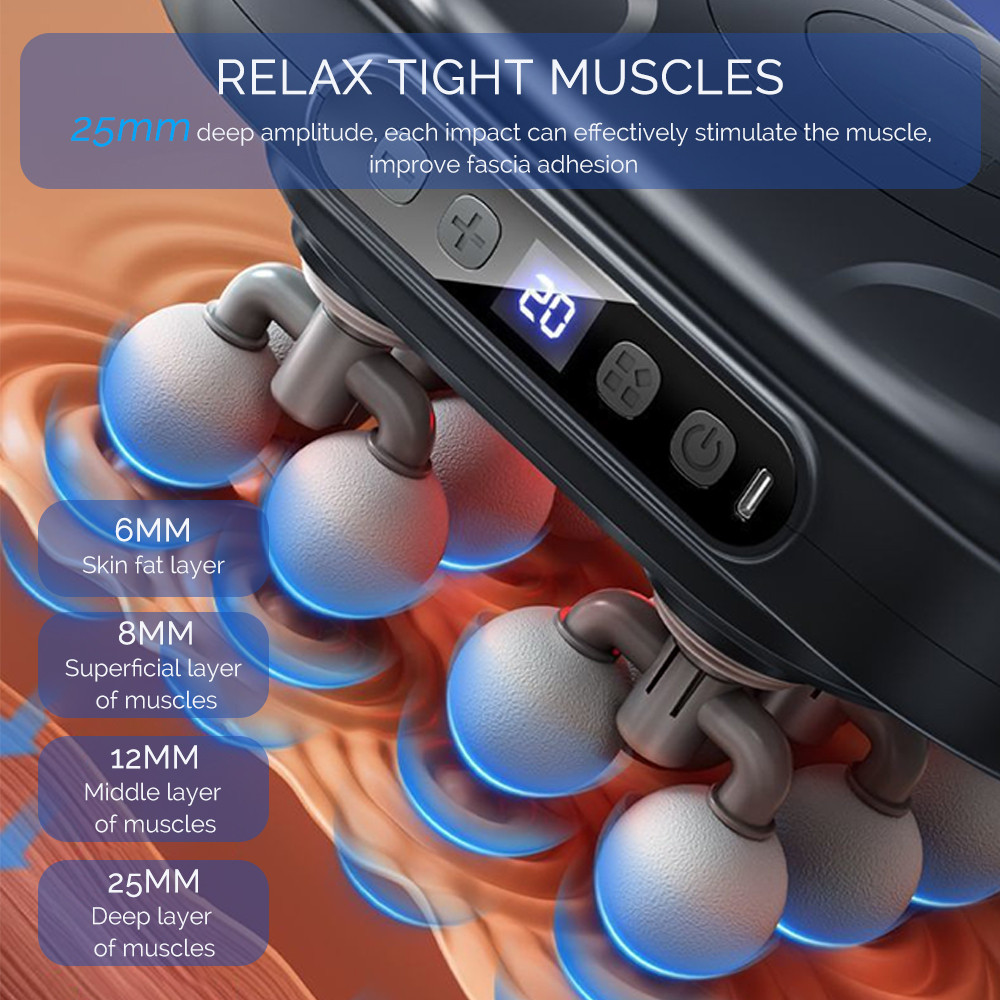 16-Head Fascia Gun High Frequency Vibration Body Massage Machine, Deep Tissue Massage Gun for Muscle Recovery