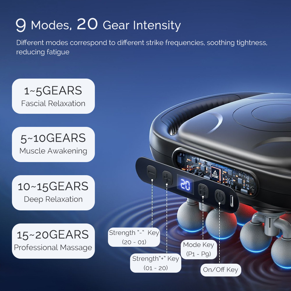 16-Head Fascia Gun High Frequency Vibration Body Massage Machine, Deep Tissue Massage Gun for Muscle Recovery