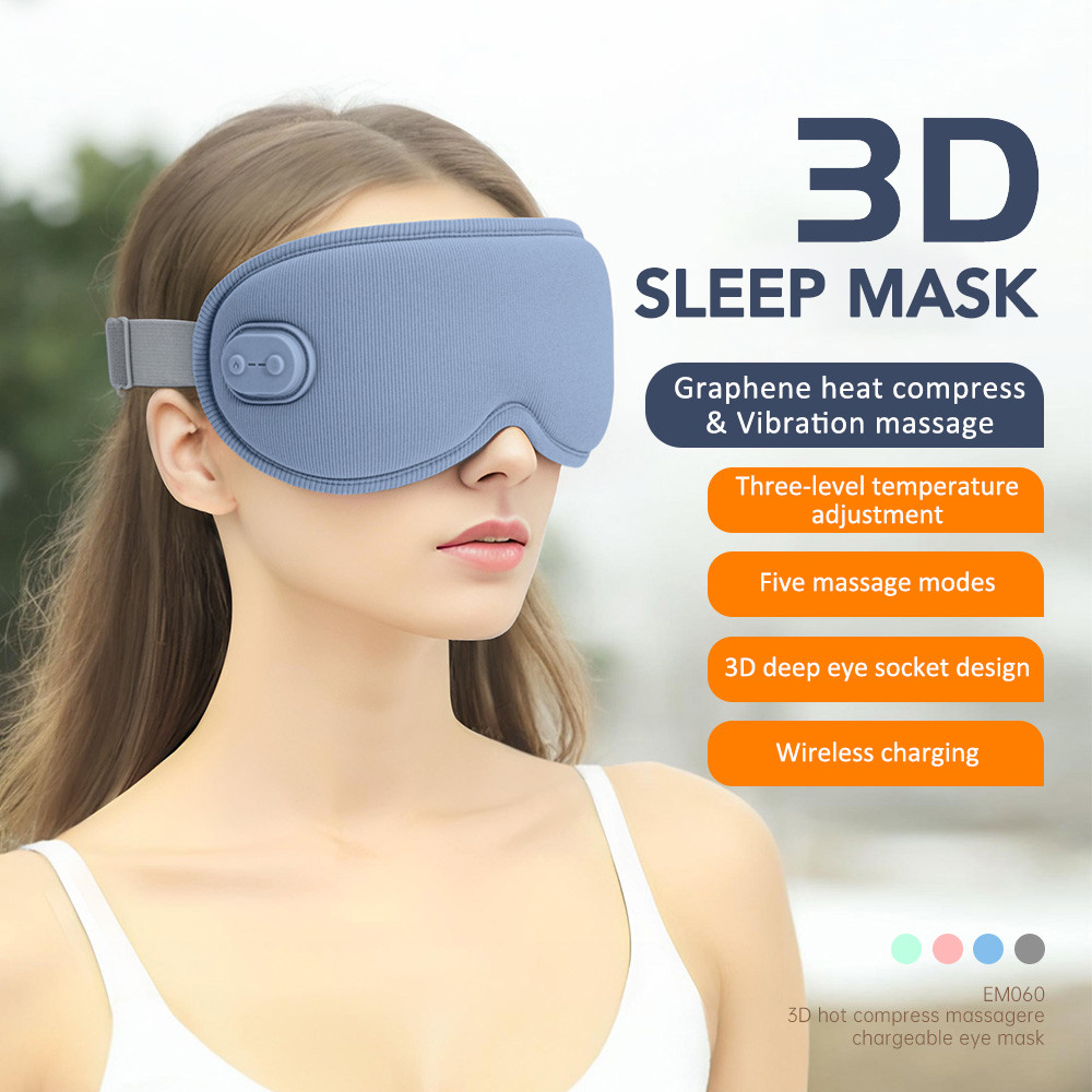 3D Sleep Eye Mask Hot Steam Vibration Eye Massager Electrical Temperature Control Blindfold For Re 0