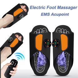 electric foot massager shoe with ems pad muscle stimulation, portable foldable foot spa machine for foot relaxation