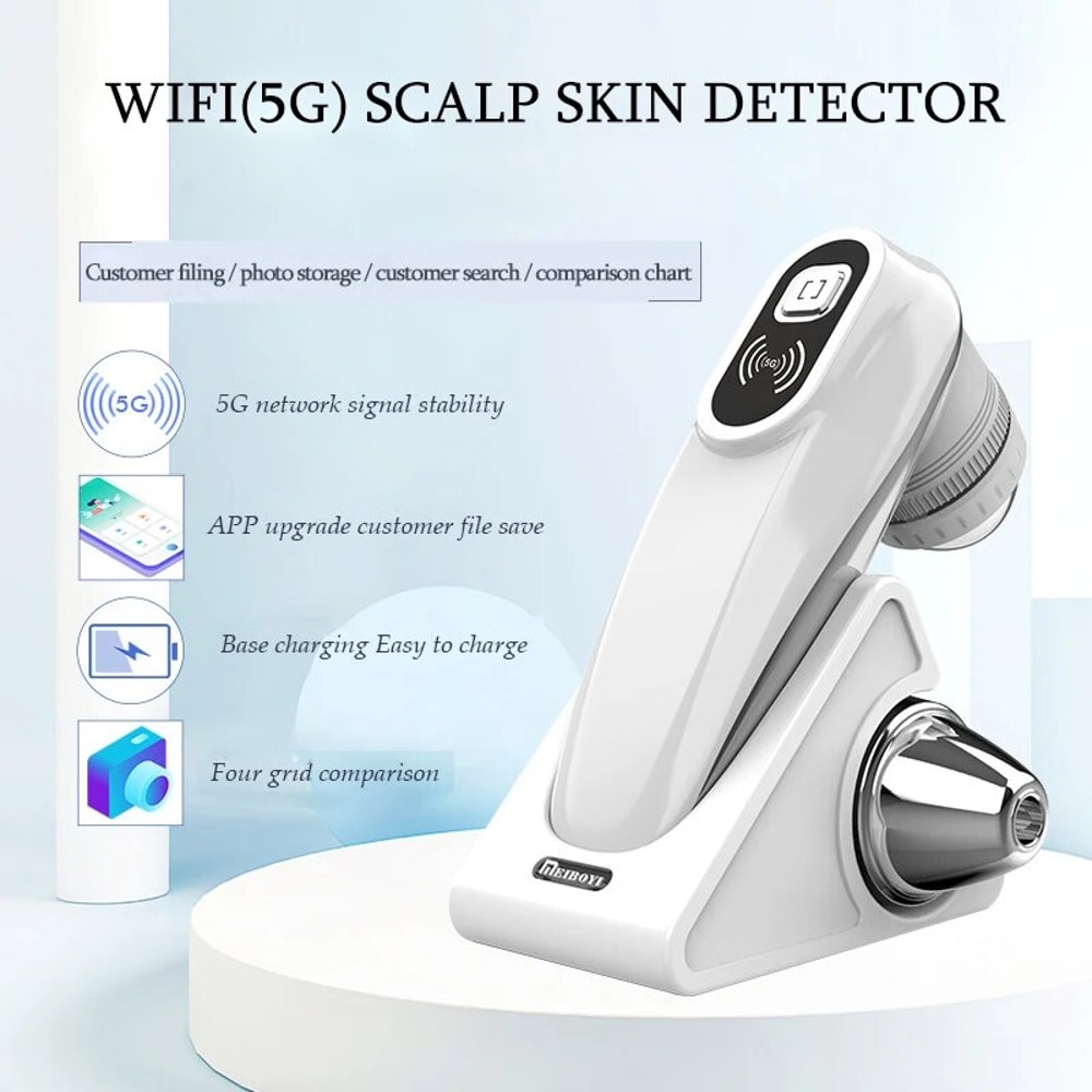 Professional Skin Analyzer Rechargeable UV Testing Analysis Magnifier with Dual Probes & Wi-Fi App Control