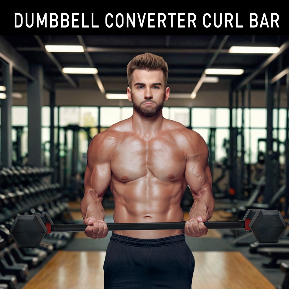Adjustable Dumbbell Converter to Barbell Set Heavy-Duty Weightlifting Bar