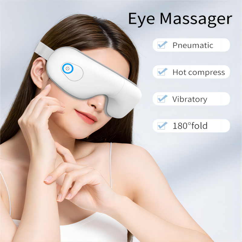 Folding Eye Massager Eye Mask with Heat, Bluetooth Music Airbag Eye Care Device for Eye Strain, Dry Eye Relief & Improv