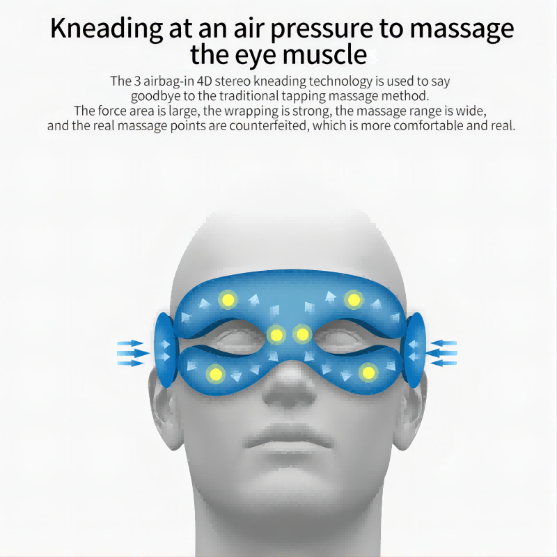 Folding Eye Massager Eye Mask with Heat, Bluetooth Music Airbag Eye Care Device for Eye Strain, Dry Eye Relief & Improv